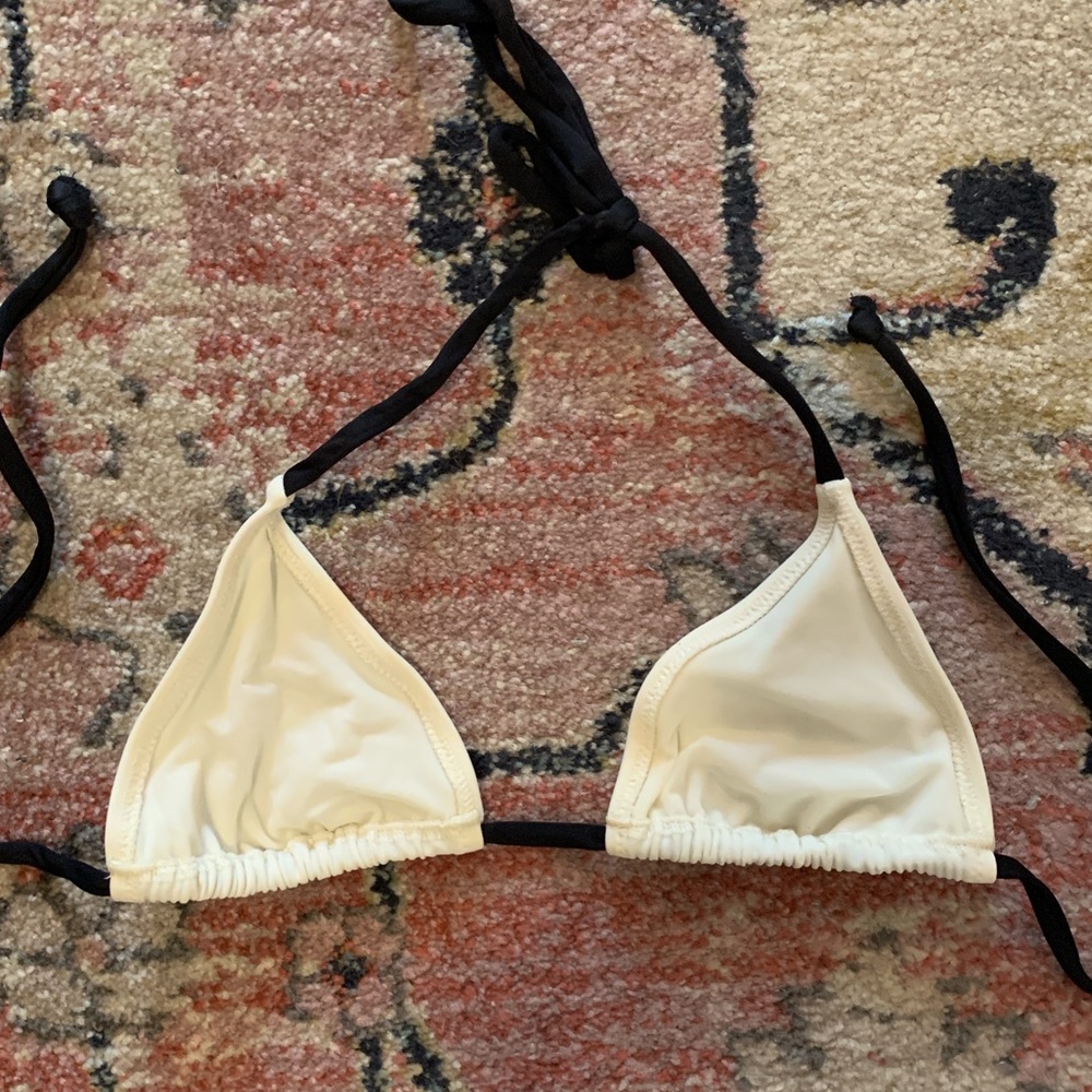 Solid & Striped White Black String Bikini Swimsuit - image 6